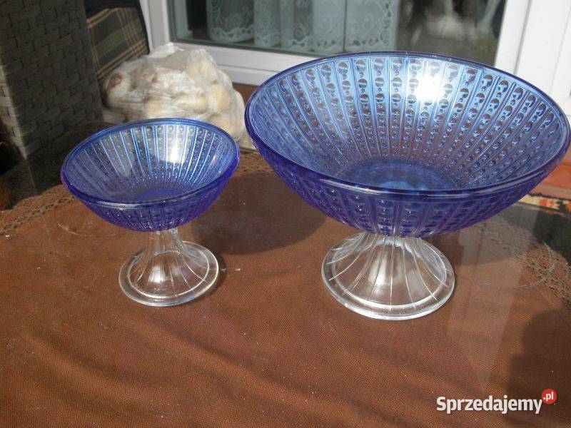 szklana patera na nóżce 2 sztuki Gorzów Wielkopolski