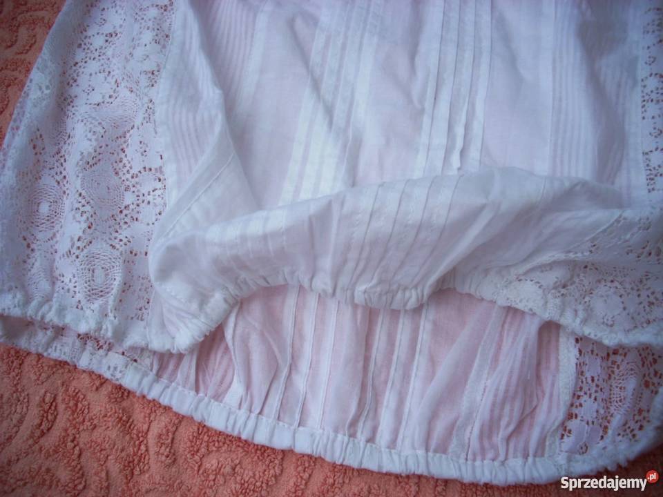 Biała Koszula Bluzka Bawełna Koronka 34 36 Nowy Sącz