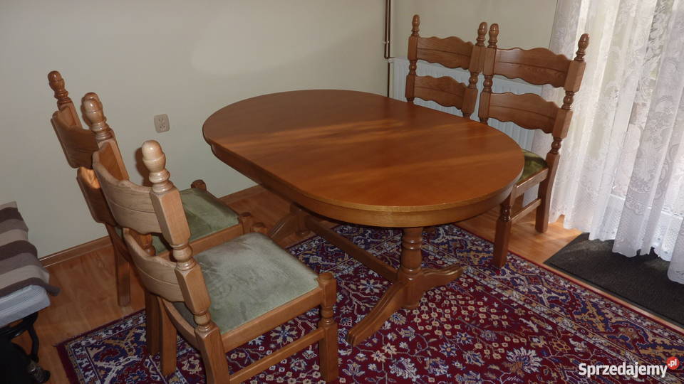 Stół rozkładany 100x160x200 4 krzesła z litego Łódź