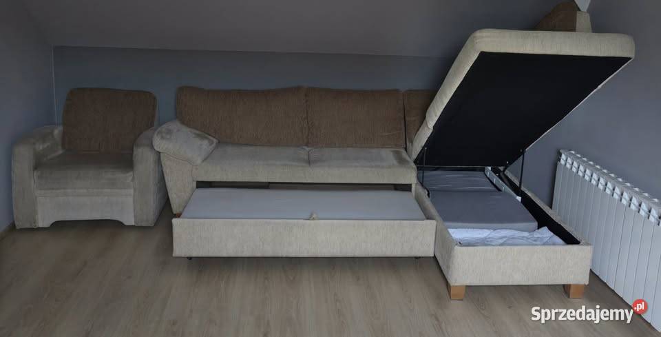 Zadbany narożnik z funkcją spania fotel Stan Nowe Miasteczko