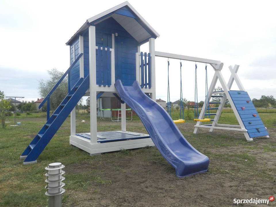 Domek dzieci drewniany plac zabaw ślizg Myślenice