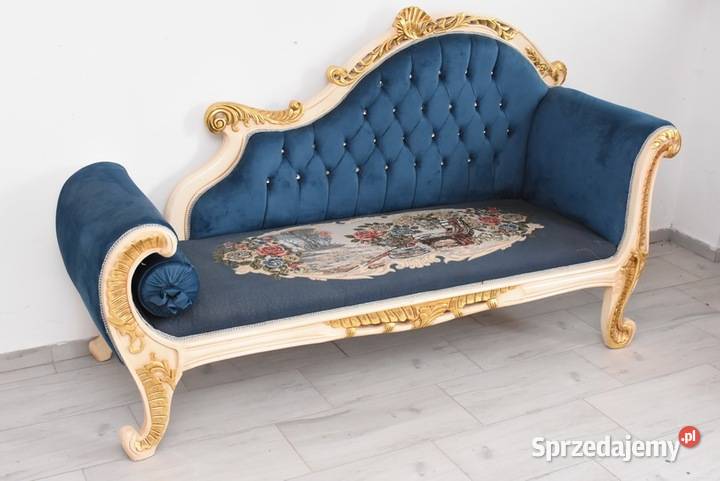 Niebieska Pałacowa Sofa Kanapa Leżanka Szezlong małopolskie Kraków