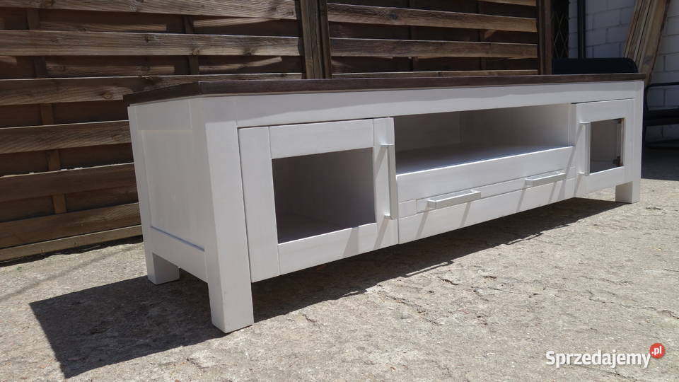 Drewniana szafka RTV pod telewizor biała Warszawa