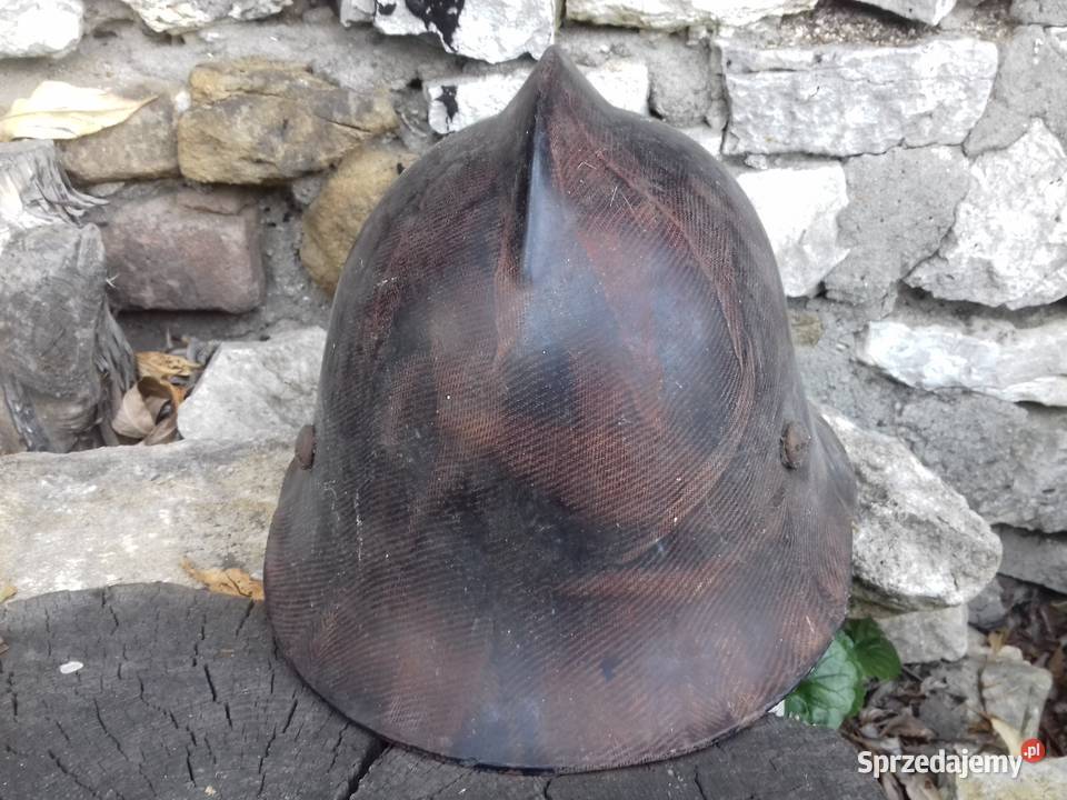 Stary hełm strażacki bakelitowy zabytek PRL śląskie Dąbrowa Górnicza