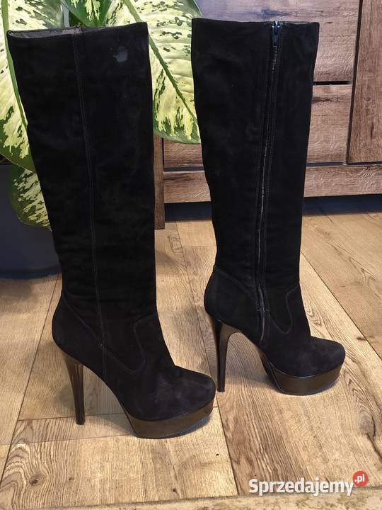 Czarne eleganckie zamszowe kozaki ALDO Bełżyce