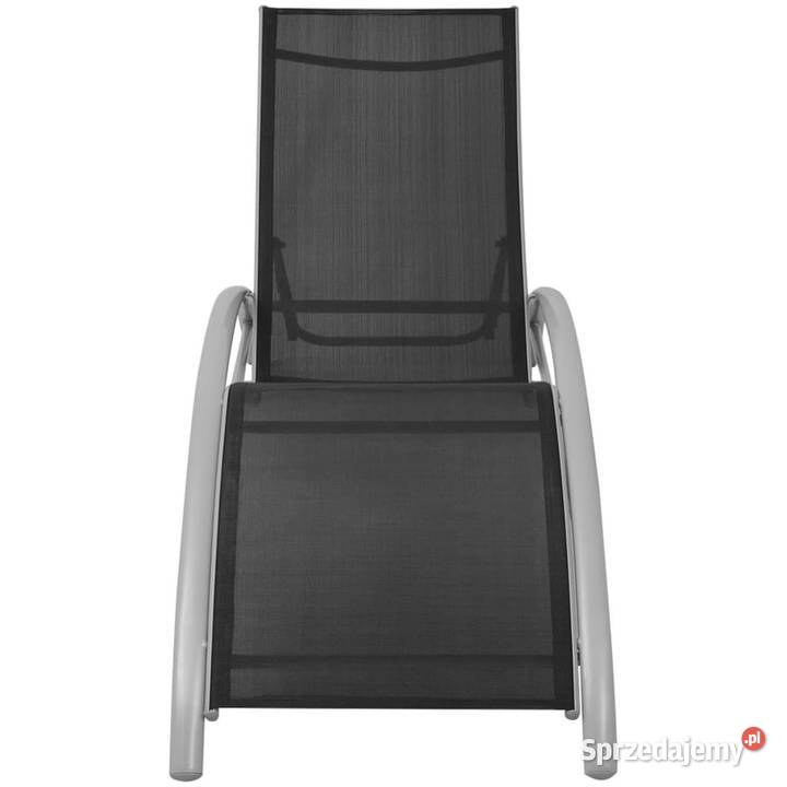 Leżaki z parasolem aluminiowe czarne WM42161 mazowieckie Warszawa