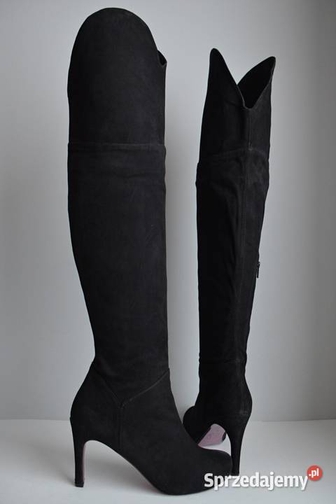 Muszkieterki kozaki zamszowe na szpilce Vanilla