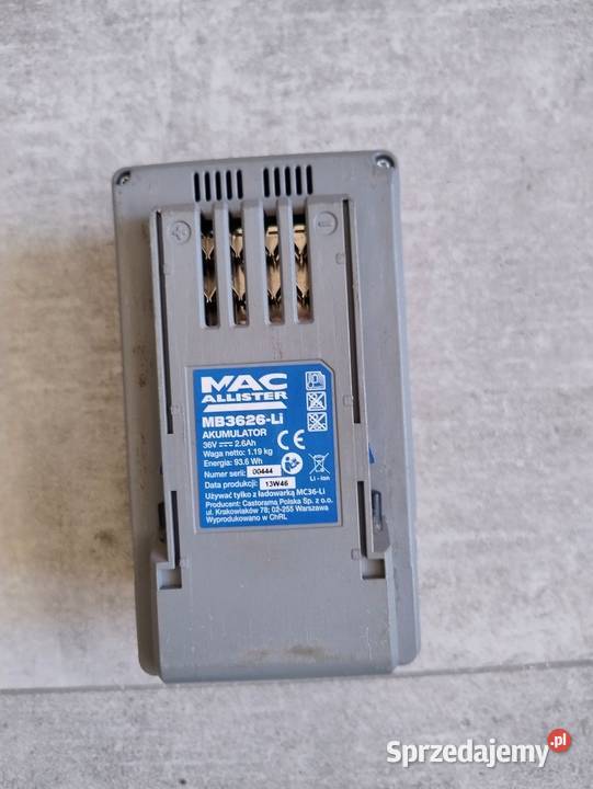 Akumulatorbateria Macallister MB3626Li36Vsprawna małopolskie Kraków sprzedam