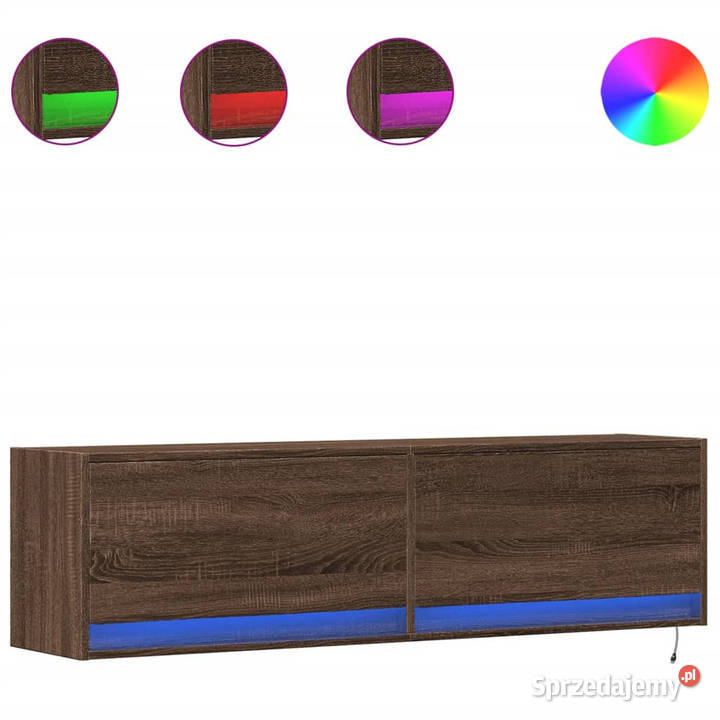 Ścienna szafka TV z LED brązowy dąb 140x31x38 Warszawa