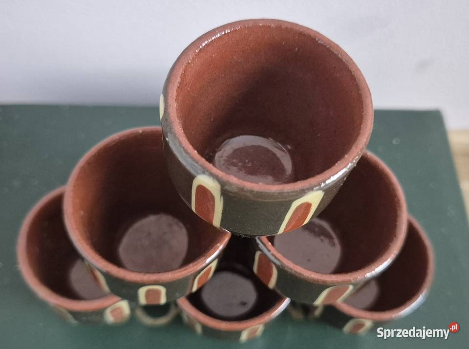Zestaw 6 ceramicznych filiżanek kieliszków PRL Gdańsk