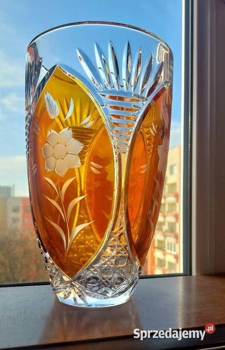 Piękny wazon kryształowy PRL Porcelana i szkło dolnośląskie