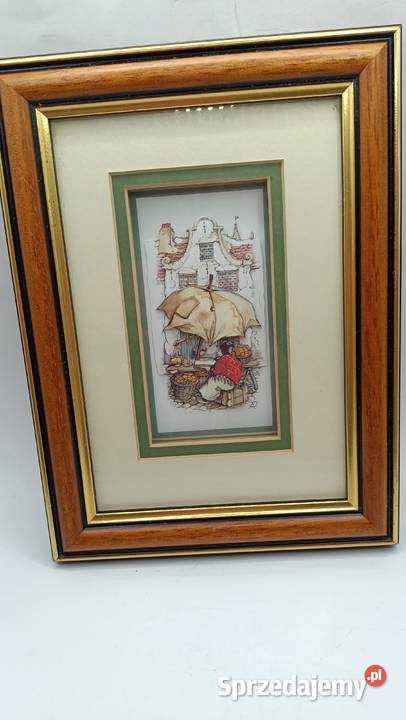 Obraz w ramie szkłem decoupage Targ