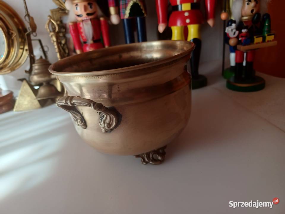 Duża mosiężna donica Doniczki i osłonki wielkopolskie Poznań