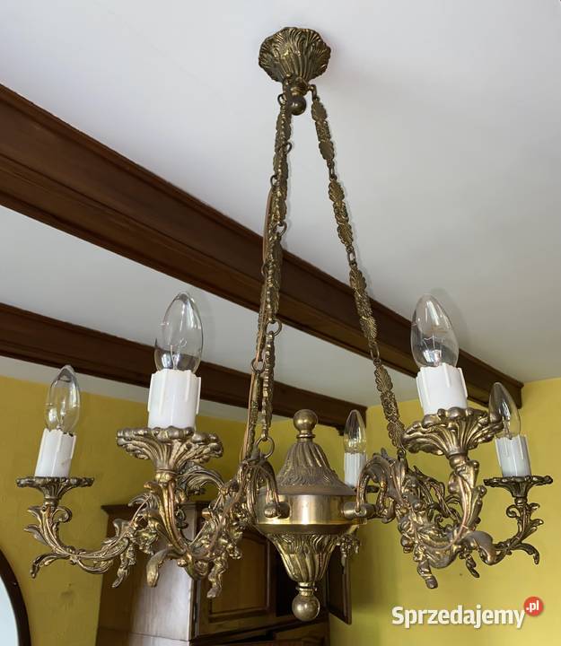 6 żyrandoli mosiężnych i 10 kinkietów Brodnica sprzedam