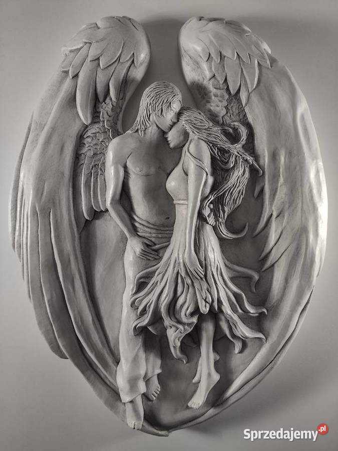 Zakochany Anioł Płaskorzeźba Gipsowa Miłość Love