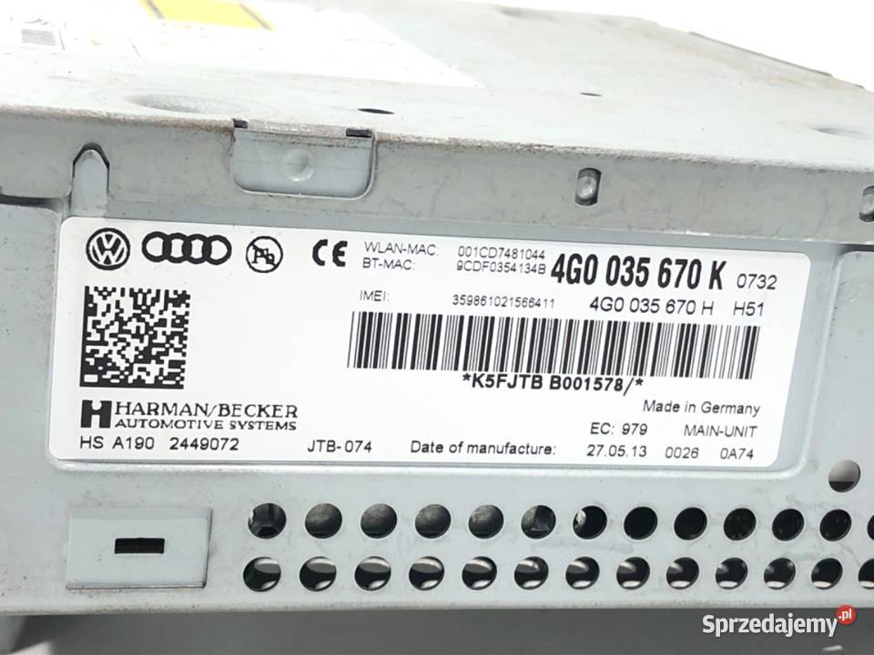 RADIO AUDI A6 C7 4G0035670K 1018 ODTWARZACZ