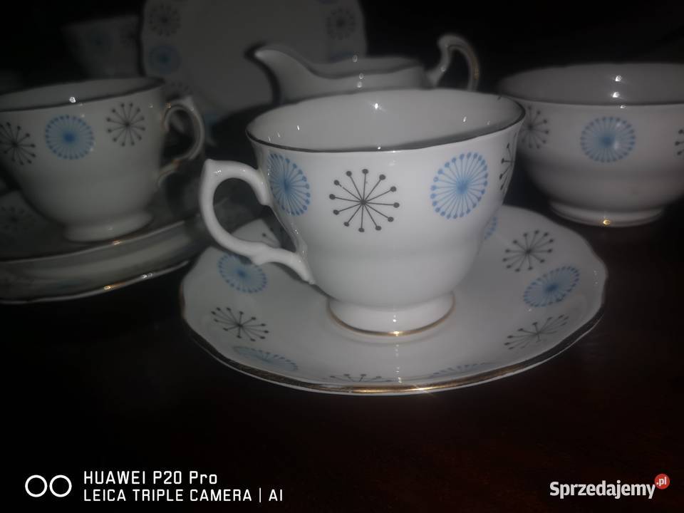 Filiżanka z talerzkiem deserowym Bone China Made Gdańsk sprzedam