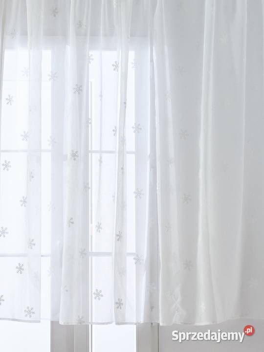 biała firanka z haftem w gwiazdki Sinsay 290x170 małopolskie Olkusz