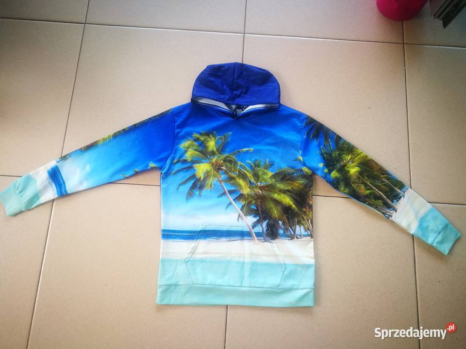 bluza z kapturem 3d trójwymiarowa nadruk plaża Warszawa sprzedam