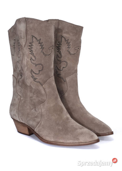 Kowbojki zamszowe na obcasie bez 36 41 skóra Kalwaria Zebrzydowska