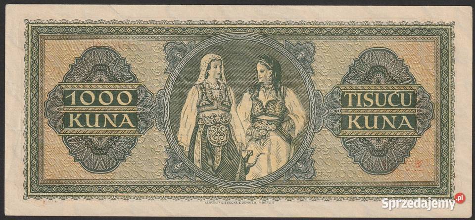 Chorwacja 1000 kuna kun 1943 seria A stan 2 łódzkie Łódź