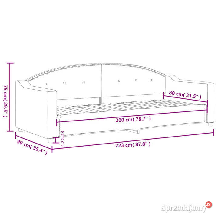 Sofa z funkcją spania kremowa obita tkaniną Warszawa