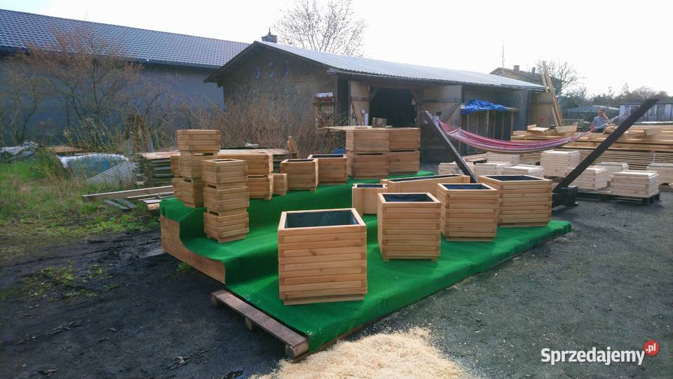 Donica drewniana doniczka skrzynka 1203030 folia Józefów