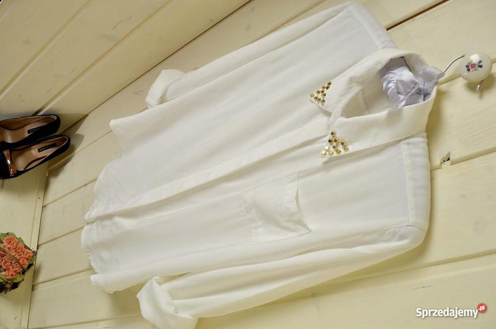 Koszula z ćwiekami na kolnierzyku biały