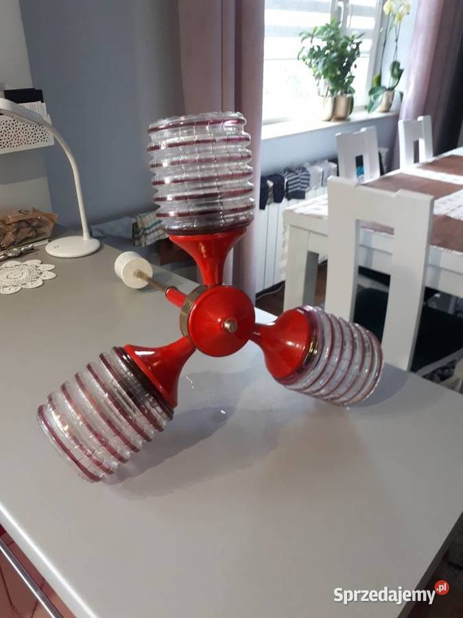 Lampa sufitowa PRL trójramienna Sulmierzyce