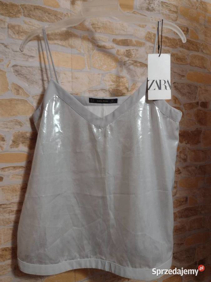 38M ZARA Srebrna bluzka pod marynarkę top z