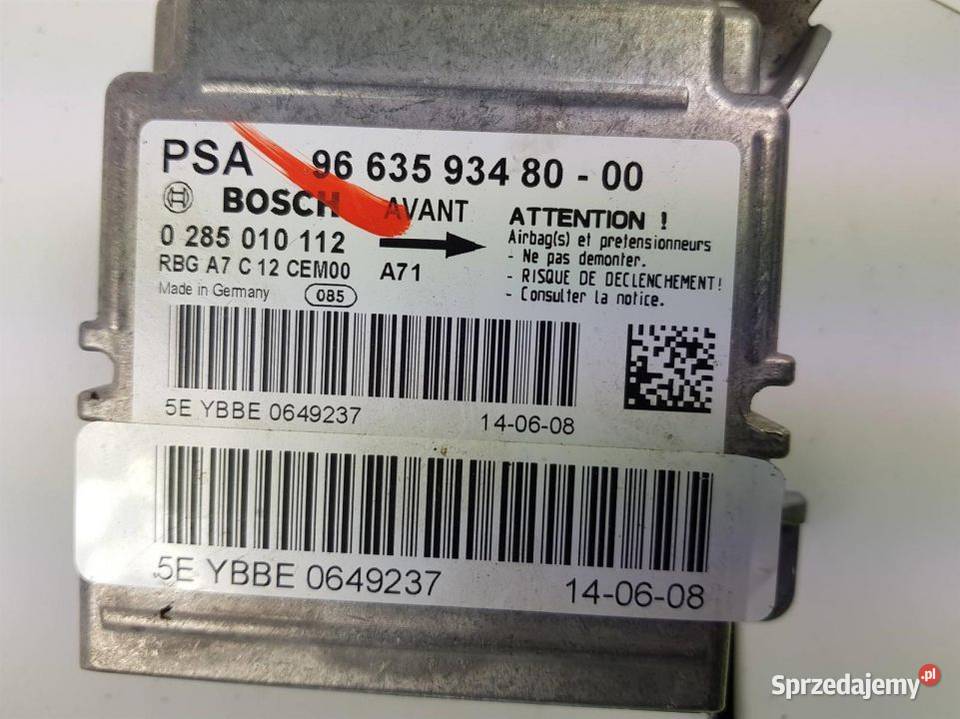 SENSOR AIRBAG 207 SW 9663593480 Lipno
