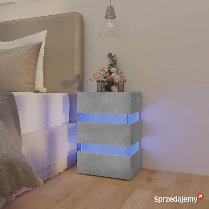 Szafka nocna z LED szara 45x35x67 materiał mazowieckie sprzedam