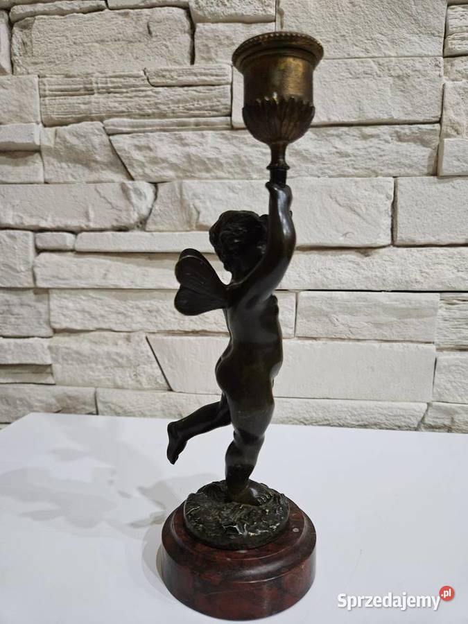 Świecznik brąz Francja XIX w Figurka Putto Figurki i rzeźby kujawsko-pomorskie Kowal sprzedam