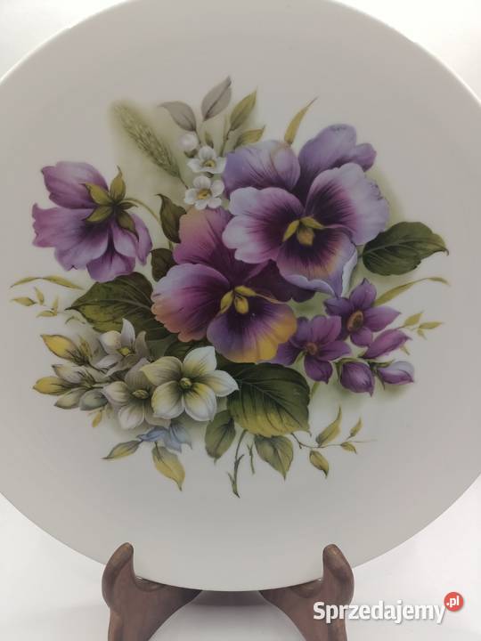 Talerz kolekcjonerski wiosenne kwiatki bratki Zamość