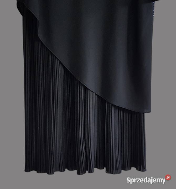 Damska długa elegancka sukienka plisowana czarna małopolskie
