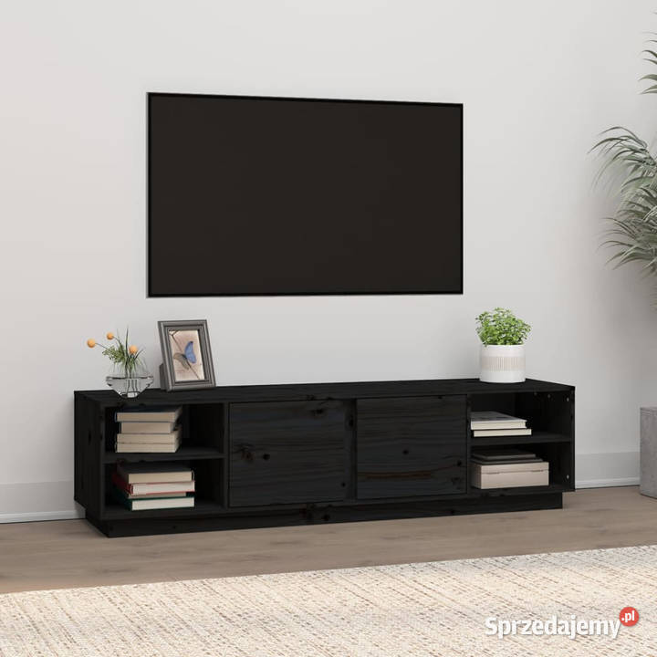 Szafka pod TV czarna 156x40x40 lite drewno Warszawa