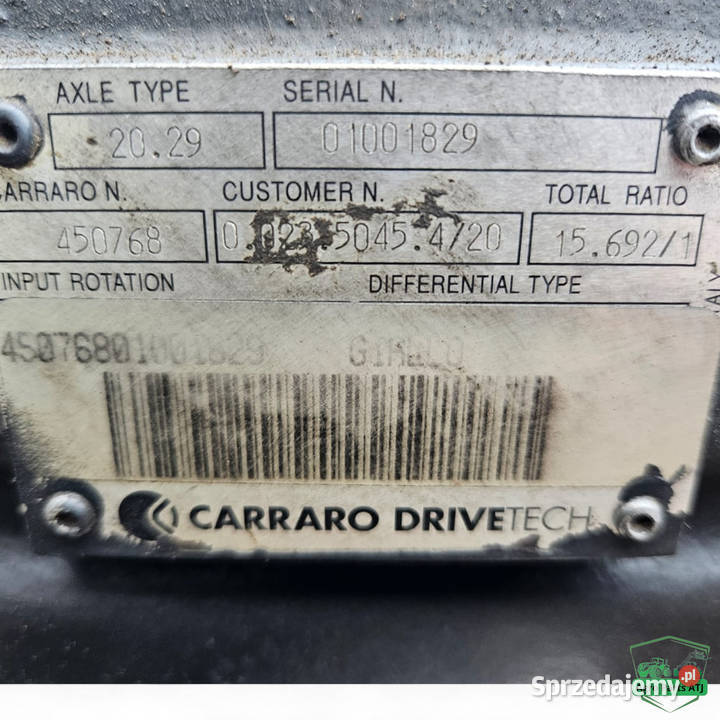 Przednia Oś 381492 Carraro 2029 DeutzFahr Części i osprzęt rolniczy Ciechanowiec