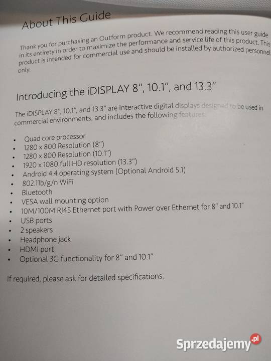 OUTFORM iDISPLAY TABLET 101 ANDROID Pułtusk