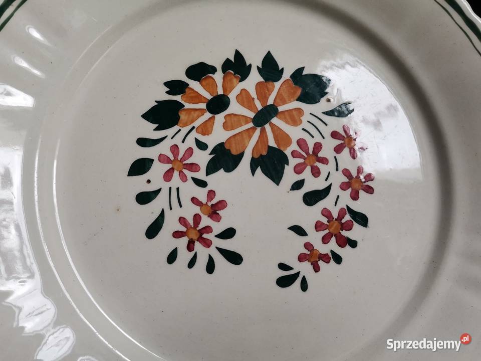Stary fajans Włocławek 2 duże talerze lata 40 te Porcelana i szkło Katowice