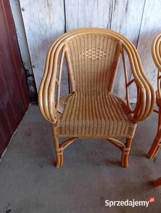 Stół 4 krzesła rattanowe bambusowe komplet 303 Pozostałe Byczyna