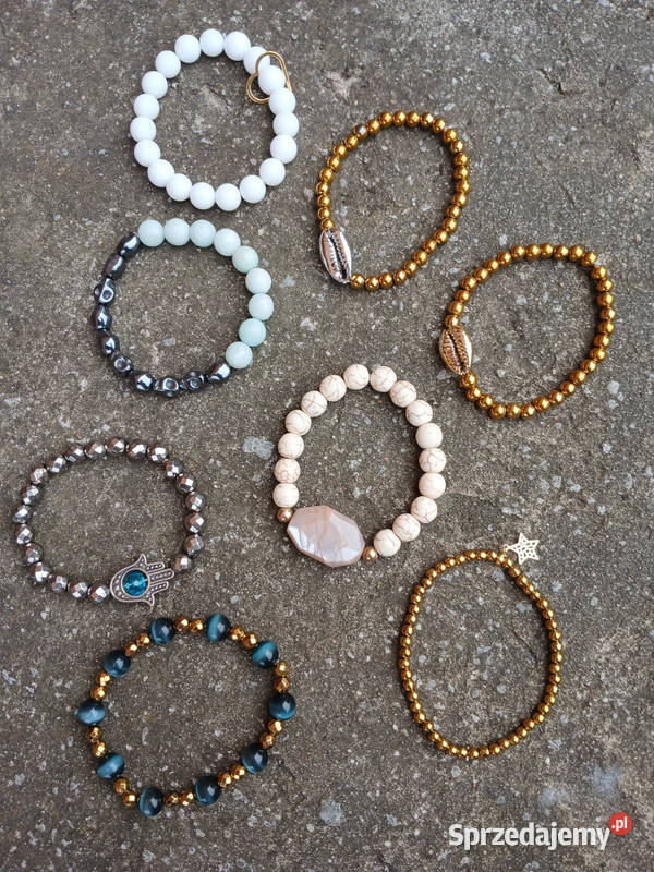 Bransoletki damskie 8 sztuk HematytHowlitAgat Kielce sprzedam