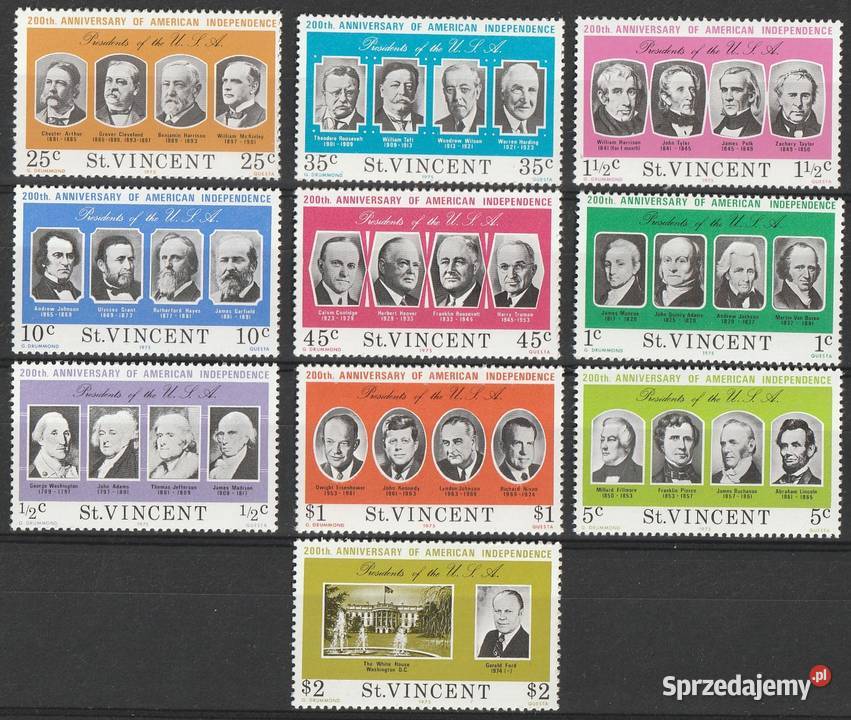 SAINT VINCENT PREZYDENCI USA 1975 CZYSTE Łódź sprzedam