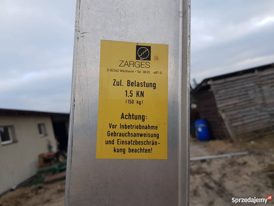 Wielka Drabina ZARGES wysoka z podestem Karsin sprzedam