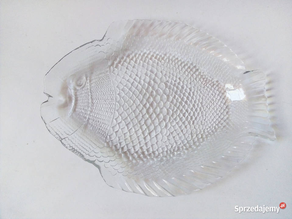 trzy szklane półmiski w kształcie ryby vintage Częstochowa