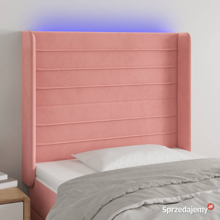 Zagłówek do łóżka z LED różowy 103x16x118128