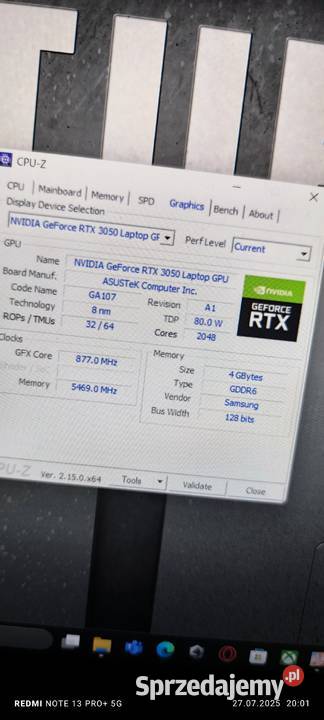 Asus tuf f15 Intel Core i5 Ruszów sprzedam