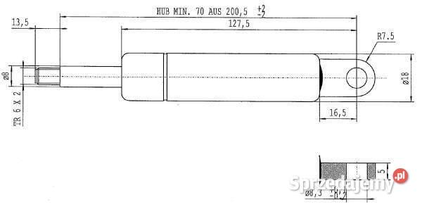 Sprężyna gazowa L214 mm 220N Stabilus CA377171 małopolskie Kamionna sprzedam