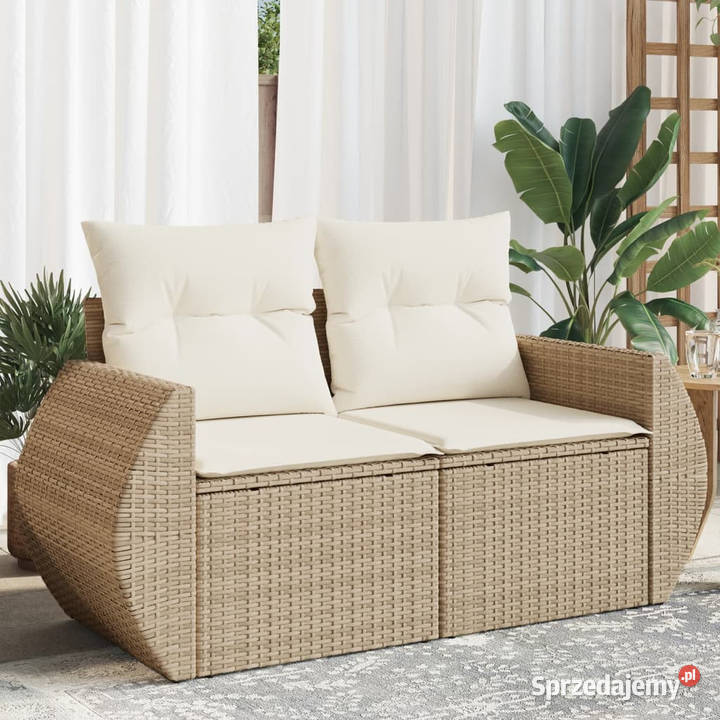 Sofa ogrodowa z poduszkami 2osobowa beż Warszawa
