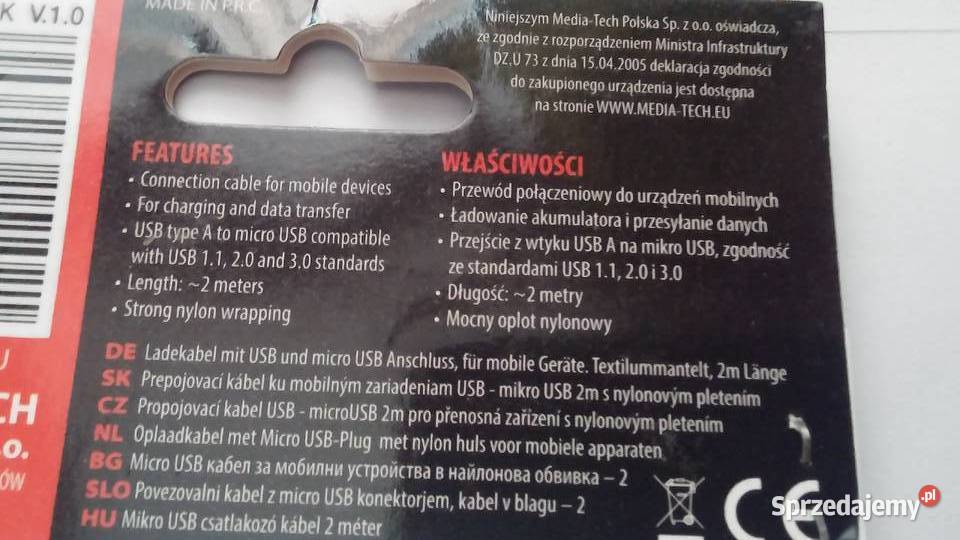 NOWY kabel microUSB USB 2 m do ładowania i Białystok