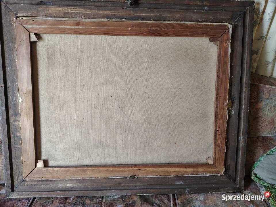 Stary obraz olejny Zimowa sanna Kartuzy sprzedam